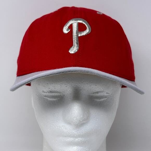 Vintage 90s Philadelphia Phillies Hat Baseball Cap New Era USA Made Snapback Red - Picture 2 of 12